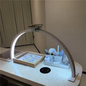 Custom Half Moon Logo 30 Inch Glitter 45W 3000K-6000K 1800LM >90 CRI Adjustable Color Temp Portable Arch Nail Desk Light