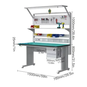 Custom Heavy Duty ESD Worktable for Laboratories Industrial Workshop Mechanical Workbench with Two Drawers Laboratory Furniture