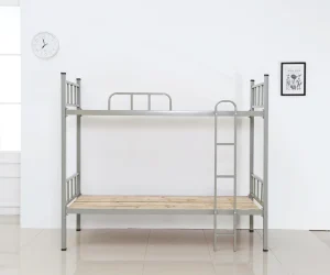 Custom Heavy Duty Steel Bunk Bed Dormitory Guardrail Sturdy Ladder Durable Metal Double Deck Bed for School Hostel Staff