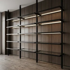 Custom High End Bookcase Made Aluminum Alloy And Glass Partition Boards