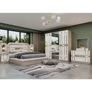 Custom Home Villa Apartment Bedroom Furniture Sets Modern Wood Bed with Wardrobe and Dresser for Hospitality Projects
