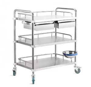 Custom Hospital Double Draw Single Draw Removable Stainless Steel Instrument Car Treatment Car Medical Trolley Storage Trolley