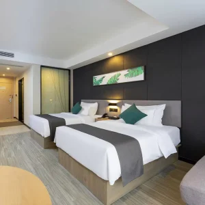 Custom Hotel Bedroom Furniture Set Single Bed Nightstand for Standard Full Twin Apartment Sizes