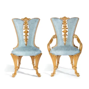 Custom Italian Classical Furniture Restaurant Chair Rococo Wood Carving Armchair Luxury Hotel Chair