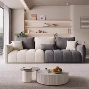 Custom Italian Light Luxury Suede Sofa Bespoke Washable Fabric with Solid Pine for Living Room