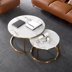 Custom Italian Nordic Living Room Home Furniture Stainless Steel Metal Decor Modern MDF Marble Glass Top Luxury Coffee Tables