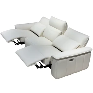 Custom Leather Luxury Modern Designer Lounge 3 seater Double Electric Recliner Extendable Sofa Set for Living Room Furniture