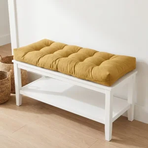 Custom Leather Tufted Shoe Bench Cushion Zipper Removable Cover Waterproof Anti-slip Foam Pad Entryway Open Storage Shoe Stool