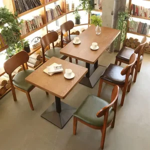 Custom Light Luxury Fast Food Cafe Dining Table and Chairs Industrial Vintage Coffee Shop Restaurant Furniture Set