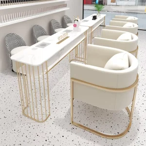 Custom Light Luxury Golden Manicure Nail Table Made Iron for Beauty Salons Nail Spa Services for Bedroom Living Mall
