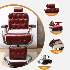 Custom Light Luxury Leather Barber Chair with Rotary Lifting and Armrests for Hair Salon Retro Design