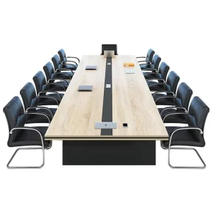 Custom Light Wood Grain Executive Conference Table Office Furniture Negotiation Table Training Table Made of MDF and Wood Panel