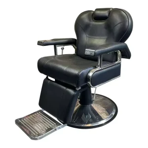 Custom Light luxury Fashion Men’s Height adjustable Rotating Flattenable Metal Barber Chair with High density Sponge Seat