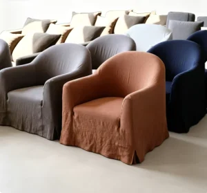 Custom Linen Slipcover Accent Chair Living Room Bedroom Leisure Lounge Chair Hotel Villa Commercial Removable Cover Fabric Tub