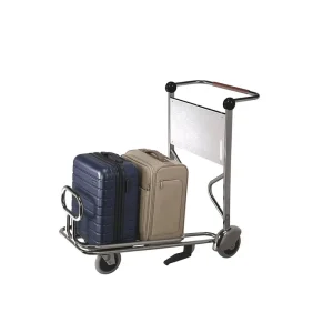 Custom Logo Luggage Trolley Airport Baggage Cart OEM ODM Chrome Frame Rubber Wheels Brake for Hotel Shopping Mall
