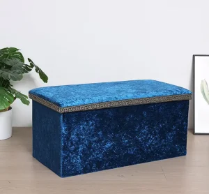 Custom Logo Velvet Folded Storage Ottoman Bench Space Saving Shoe Changing Stool Footrest for Living Room