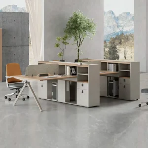 Custom LuxExecutive Manager Office Desk Modular Minimalist Wooden Administrative Staff Workstation with Wooden Cabinet