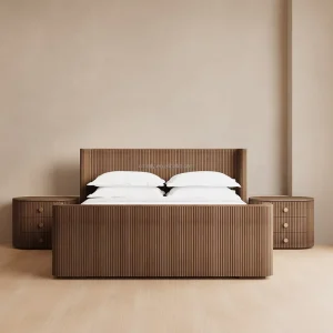 Custom Luxury American Modern Classic Home Hotel Solid Wood Bedroom With Footboard Oak Floor Bed