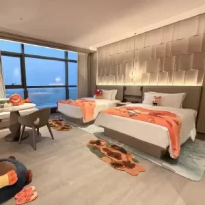 Custom Luxury Modern Hotel Bedroom Furniture Set with Indonesia Wood Panel Apartment Use Water Resistant