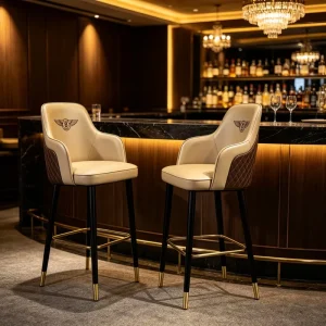 Custom Luxury Modern Leather Bar Stool for Hotel Dining Home Bar Use Commercial Grade Bar Furniture