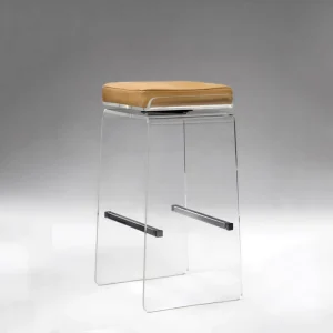 Custom Luxury Swivel Bar Stool Modern PU Leather Acrylic Stainless Steel 360 Degree Revolving Armless Home Bar Hotels