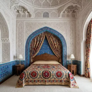 Custom Made Islamic Aesthetic Hotel Furniture Hotel Bedroom Furniture with Uzbekistan Cultural Heritage Elements