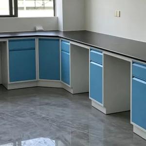 Custom Made L Shaped Laboratory Furniture with Storage Cabinet Medical Laboratory Benches