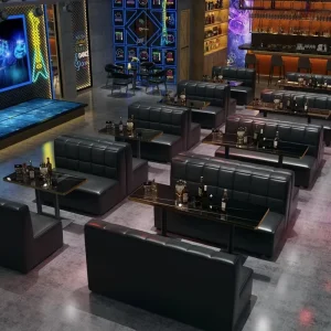 Custom Made Light Luxury Night Club Bar Pub Restaurant U Shape Sofa and Dining Table Combination Hookah Bar Furniture