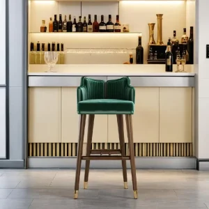 Custom Made Luxury Wooden Bar Chair Bar Stool with Back Modern Bar Chair Counter Height Chair