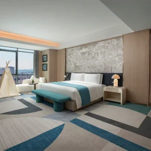 Custom Made Modern Eco Friendly Hotel Furniture Leather Bed Solid Wood Frame Oak Apartment Villa Use 5 Star Bedroom