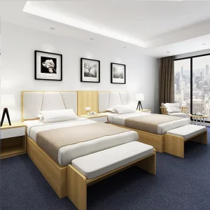 Custom Made Modern Wood Hotel Bedroom Furniture Set for Villa and Apartment Use
