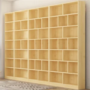 Custom Made Solid Wooden Library Home Use Modular Eco Friendly Space Saving Bookshelf