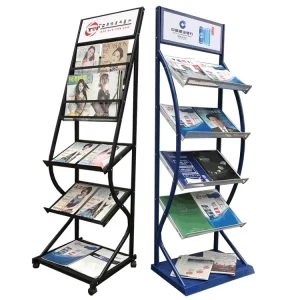 Custom Magazines Display Rack Metal Catalog Shelf Outdoor Newspaper Stand