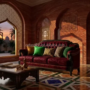 Custom Majlis Sofa Set Manufacturer Burgundy Velvet Tufted Classic Lounge Seating for GCC Villa Hotel Projects