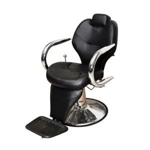 Custom Men’s Retro Leather Barber Chair Reversible Stylish Salon Chair Black Swivel Adjustable Height