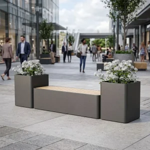 Custom Metal Flower Bench with Planter Boxes Indoor Outdoor Garden Entry Patio Park Mall Hospital Seating