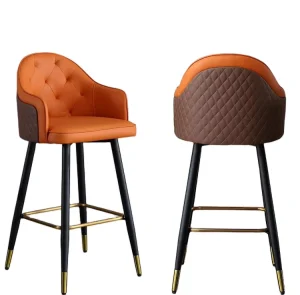 Custom Metal Leather Modern Luxury High Bar Stool for Dining Living Room and School Use Home Casual Cafe Furniture