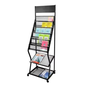 Custom Metal Magazine Display Stand Floor Brochure Rack for Retail Chain Store Bulk Purchase