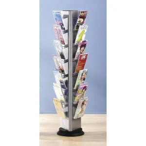 Custom Metal Rotating Magazine Display Rack Detachable 3 sided Brochure Holder Postcard Display