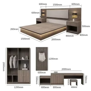 Custom Minimalist Hotel Bedroom Furniture Set Apartment Casegoods Project Furniture