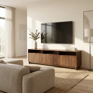 Custom Minimalist Style Wood TV Stand for Living Room Wall Background Cabinet