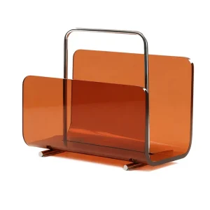 Custom Modern Acrylic Magazine Rack with Metal Handle Minimalist Book Holder for Living Room Bedroom Home Office