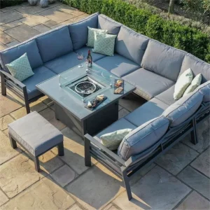 Custom Modern Aluminum Outdoor Sofa Garden Furniture Set All Weather Patio Sofa with Fire Pit for Hotel & Villa