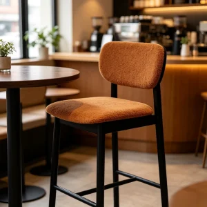 Custom Modern Bar Stool Black Frame with Soft Seat and Backrest Cushions for Commercial and Residential Use