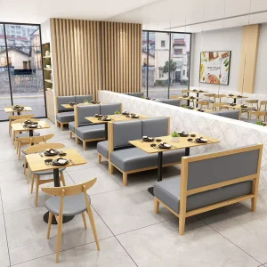Custom Modern Commercial Cafe Wood Restaurant Furniture Set Fast Food Table Top Chair for Coffee Shops Restaurants