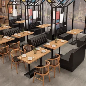 Custom Modern Commercial Restaurant Cafe Coffee Shop Furniture Dining Tables Chairs Sofa Sets Wood Leather Metal Booth Villa