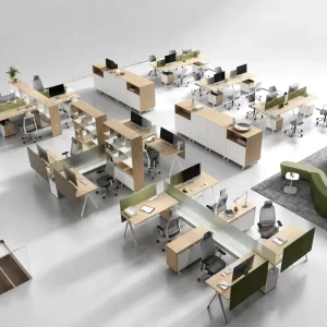 Custom Modern Convertible Four person Home Office Workstation Desk Wooden Panel Design Modular Commercial Furniture Eco Friendly