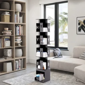 Custom Modern Creative Design Home Store Floor Standing Bookshelf Magazine Brochure Metal Rotating Display Stand Spinner Rack