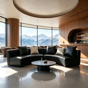 Custom Modern Curved Leather Sofa for Restaurant Hotel Commercial Space OEM ODM Furniture Manufacturer China