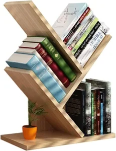 Custom Modern Eco Friendly Y Shaped 3 Shelf Wood Corner Bookshelf Tree Bookshelf for Room Decor